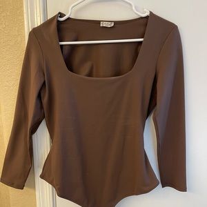 Free people round neck long sleeve body suit